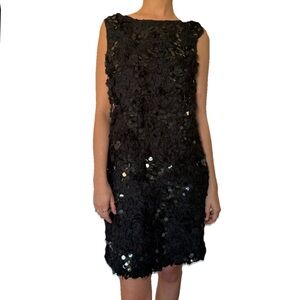 Charabia Womens Black Silk Sequin Dress Lightweight Textured Evening Sleeveless